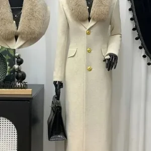 Faux Fur Trim Wool Blend Coat