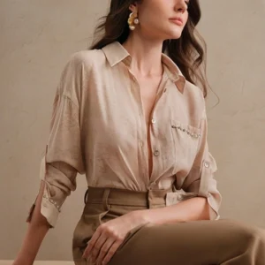 Beaded Placket Blouse