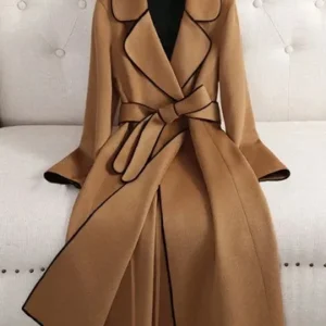 Contrast Stitching Wool Blend Coat