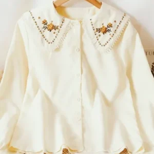 Embroidered Placket Blouse