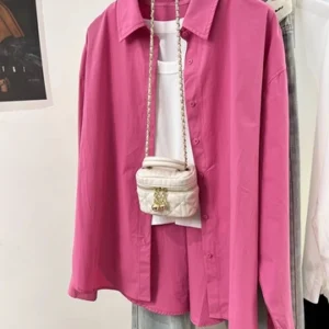 Solid Color Front Button Long Sleeve Casual Shirt