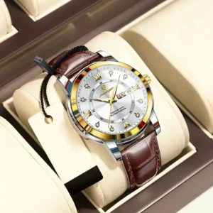 Gubosen Men'S Retro Mechanical Watch with Calendar, Quartz Movement, Large & Hands - Multi-Functional Analog Case, World Time, Luminous Hands, High Quality - Casual & Formal Dress Watch for Men, Ideal Gift for Students & Professionals Battery-Power