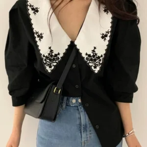 Patchwork Placket Blouse