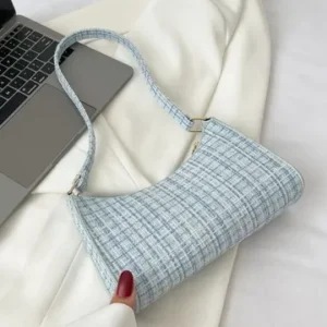 Colorblock Plaid Pattern Shoulder Bag