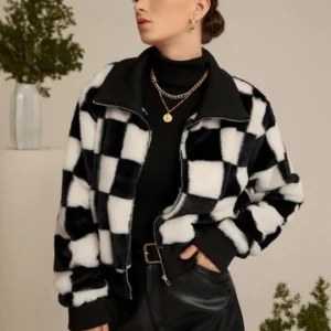 Colour Block Faux Fur Coat