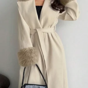 Faux Fur Trim Wool Blend Coat